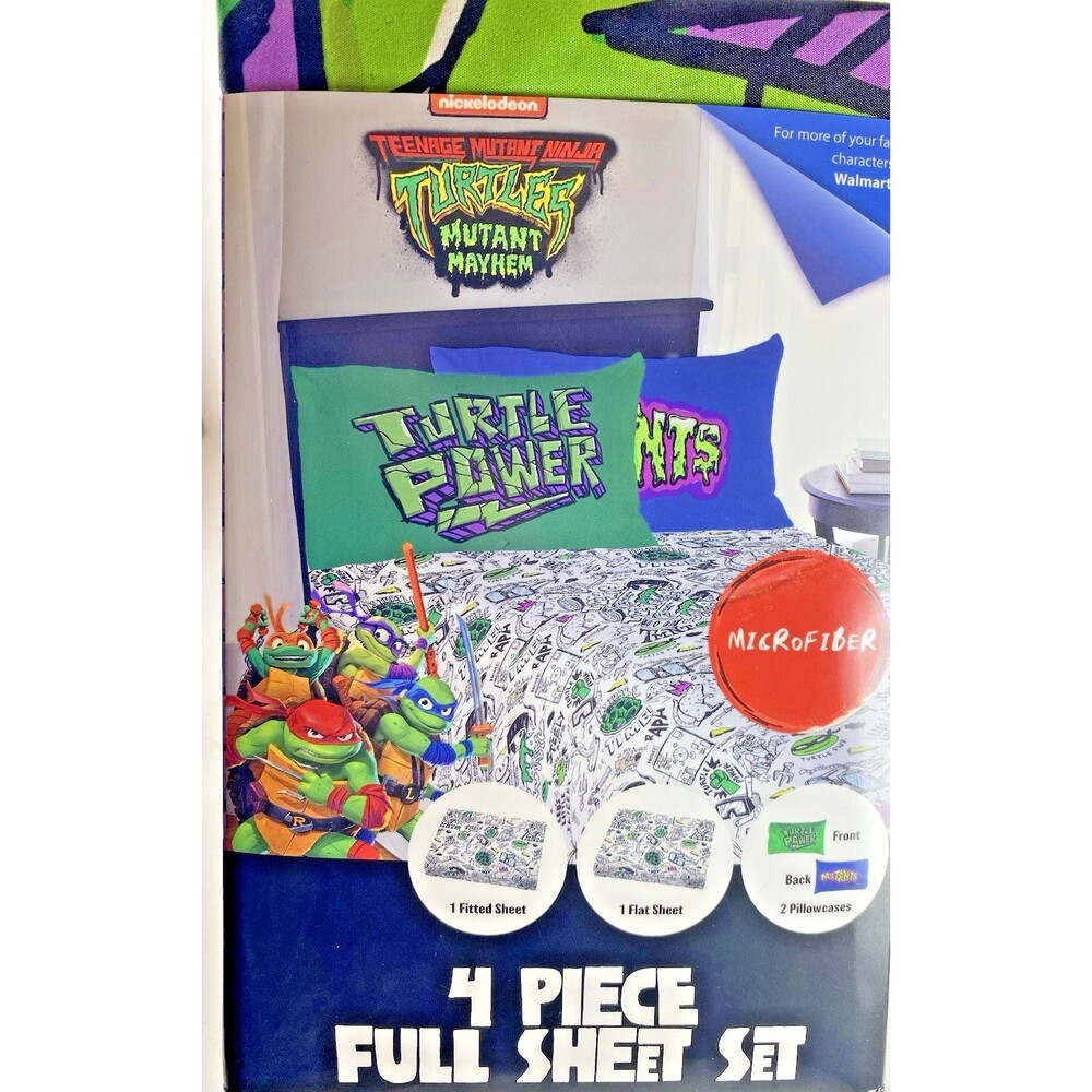 Teenage Mutant Ninja Turtles TMNT 4-Piece Full Sheet Bed Set Microfiber pillowca